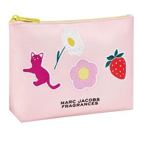 Marc Jacobs Pink Cosmetic Bag with Embroidered Design & 2 Daisy Wild Samples-NEW